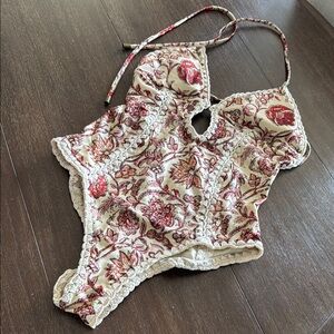 Zimmermann Floral One Piece in Cream and Red